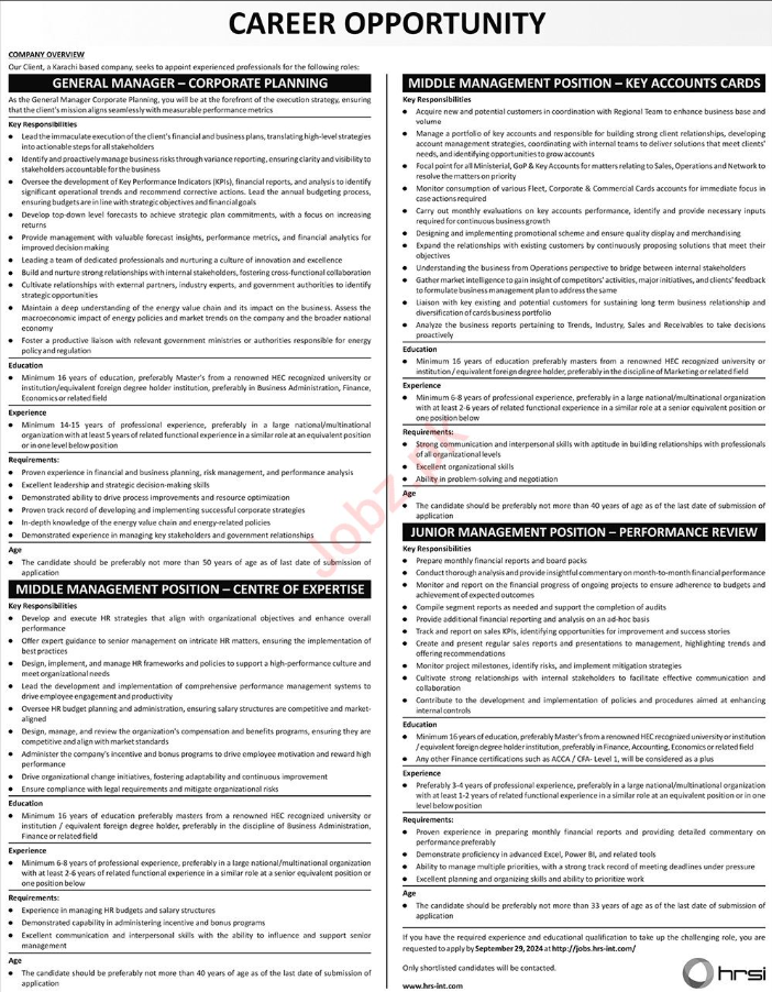 Human Resource Solution International HRSI Karachi Jobs 